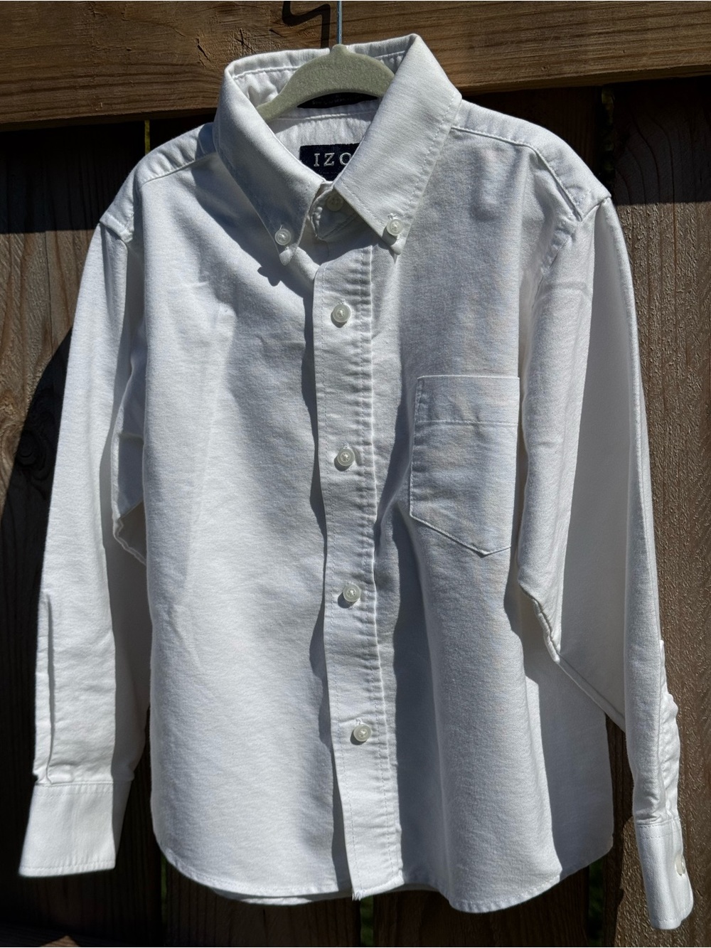 IZOD Long Sleeve Oxford Button Down White Shirt Boy’s Size 7 Classic Wedding
